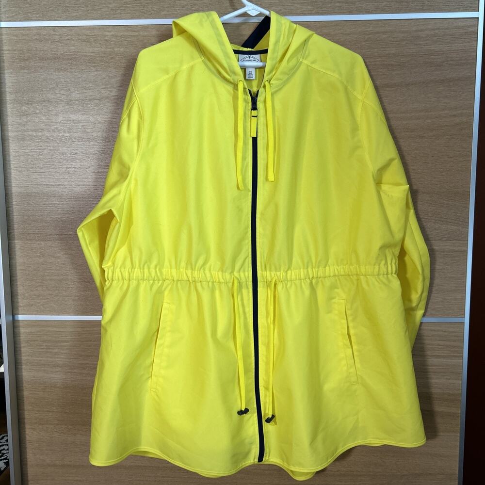 St. John’s Bay Anorak Raincoat Windbreaker Women's Lemon Yellow Plus size 0X